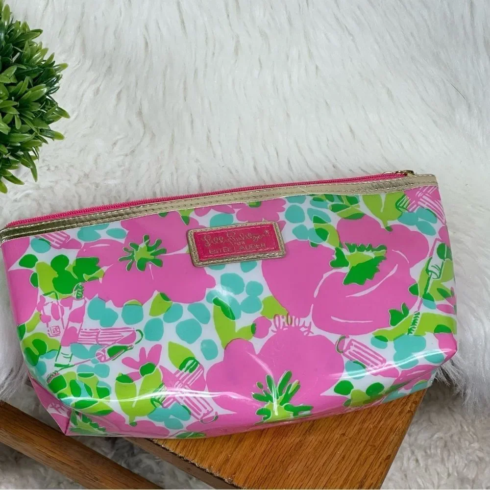 Lilly Pulitzer by estee Lauder Pink and Green Floral Bag